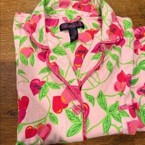 Betsey Johnson Pink and Green Floral Pajama Top